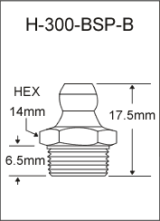 H-300-BSP-B  british thread grease fitting drawing