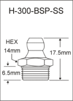 H-300-BSP-SS  british thread grease fitting