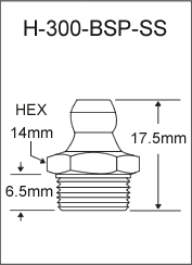 H-300-BSP-SS  british thread grease fitting
