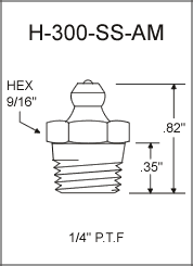 H-300-SS-AM stainless steel grease fitting drawing