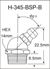 H-345-BSP-B  british thread grease fitting drawing