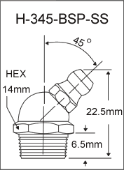 H-345-BSP-SS  british thread grease fitting