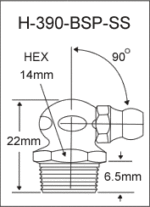 H-390-BSP-SS  british thread grease fitting