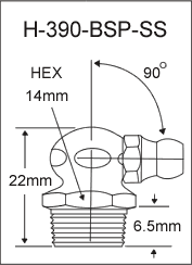 H-390-BSP-SS  british thread grease fitting