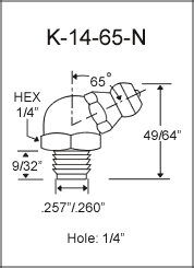 K-14-65-N drive type grease fitting drawing