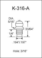 K-316-A drive type grease fitting drawing