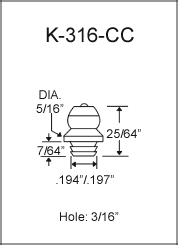 K-316-CC drive type grease fitting drawing