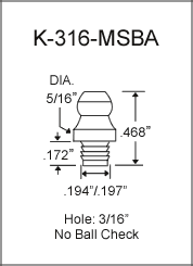 K-316-MSBA drive type grease fitting drawing