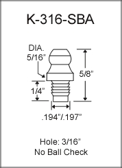 K-316-SBA drive type grease fitting drawing