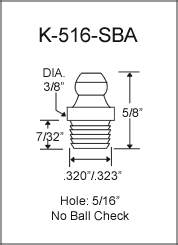 K-516-SBA drive type grease fitting drawing