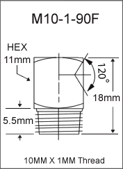 10MM X 1MM 90 Degree Flush Type Grease Fitting  drawing