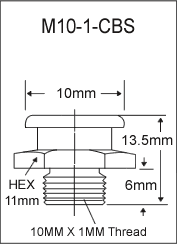 M10-1-CBS metric button head grease fitting drawing