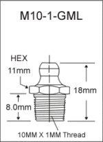 M10-1-GML metric grease fitting drawing