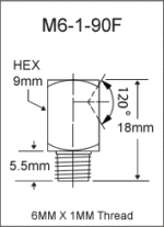 6MM X 1MM 90 Degree Flush Type Grease Fitting  drawing