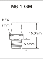 M6-1-GM metric grease fitting drawing