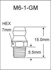 M6-1-GM metric grease fitting drawing