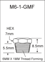 6MM X 1MM Thread Forming Flush Type Grease Fitting  drawing