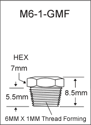6MM X 1MM Thread Forming Flush Type Grease Fitting  drawing