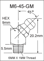 M6-45-GM metric grease fitting drawing