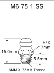 M6-75-1-SS metric grease fitting