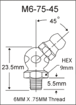 M6-75-45 metric grease fitting