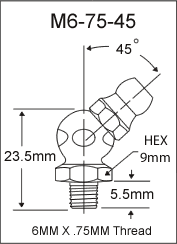 M6-75-45 metric grease fitting