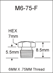 6MM X .75MM Flush Type Grease Fitting  drawing