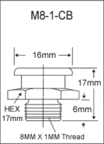 M8-1-CB metric button head grease fitting drawing