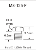 8MM X 1.25 MM Flush Type Grease Fitting  drawing