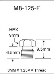 8MM X 1.25 MM Flush Type Grease Fitting  drawing