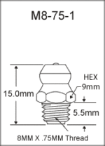 M8-75-1 metric grease fitting