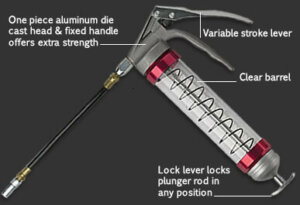 Clear Pistol Grip Grease Gun - Gold