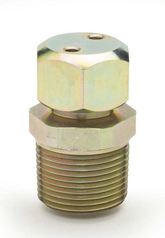 1/2" NPT vent cap fitting, top view showing the vent holes
