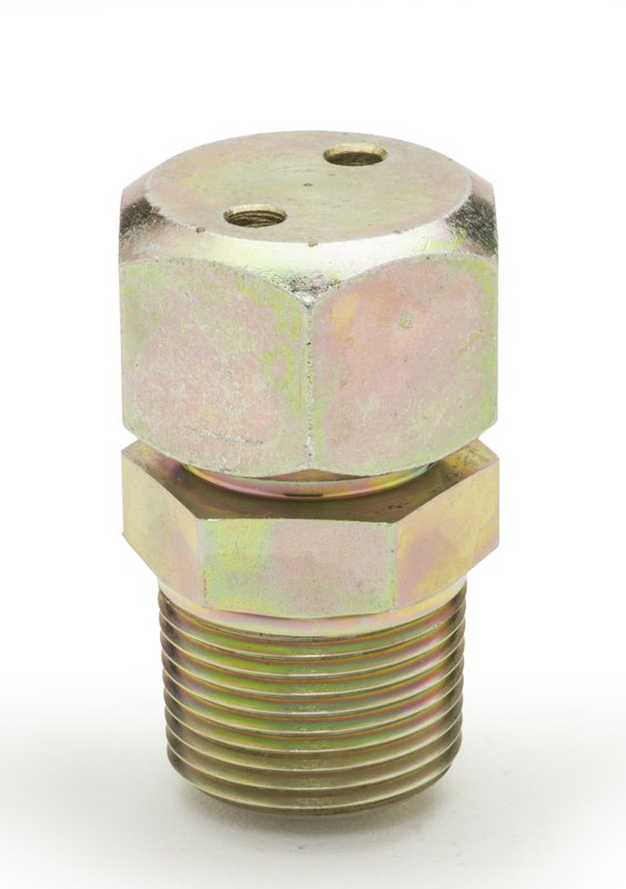 3/4" NPT vent cap fitting, top view showing the vent holes